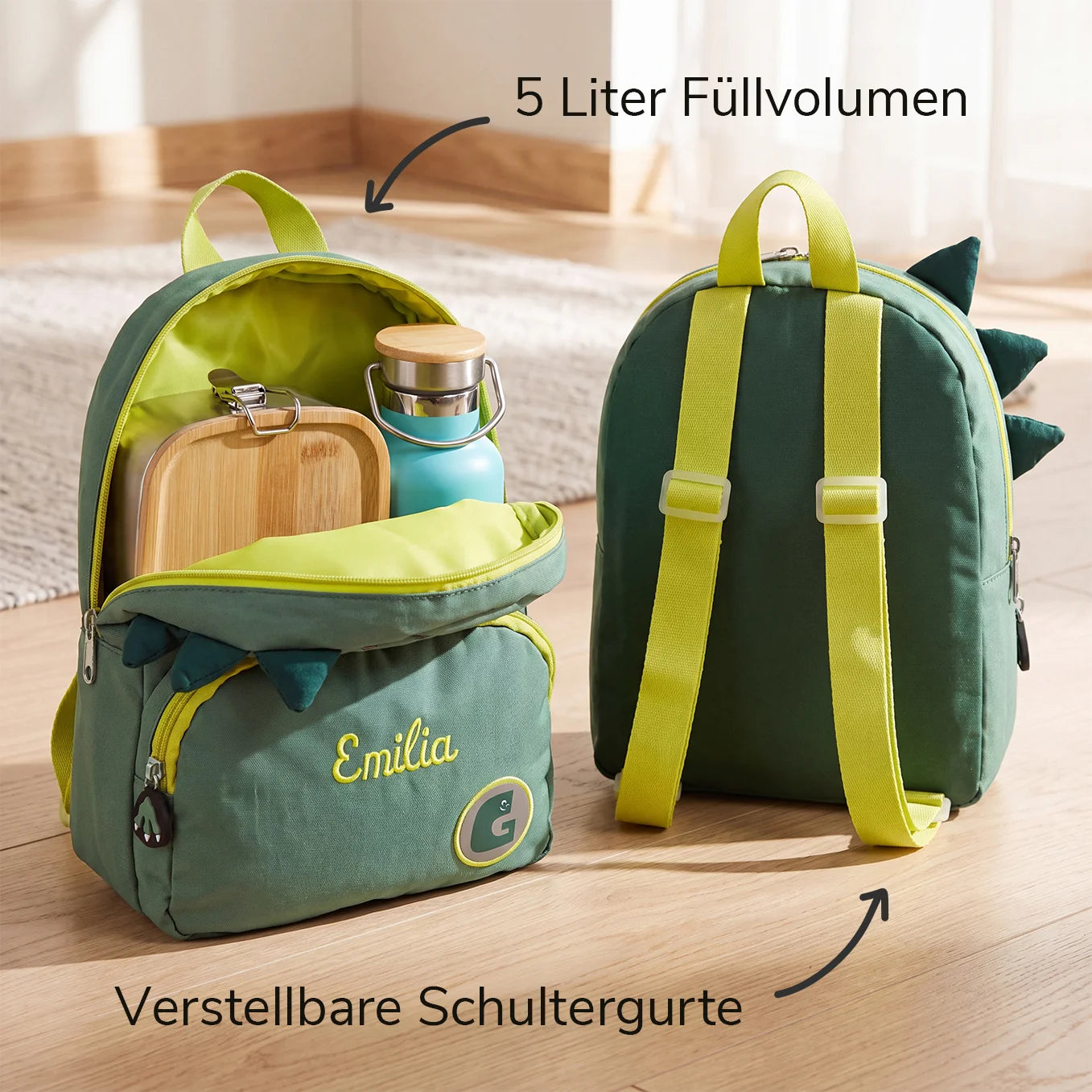 Personalisierter Kinder Rucksack "Dino" mit Stick