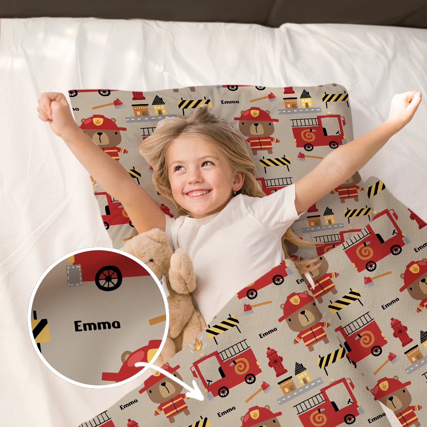 Personalisierte Kinder Bettwäsche "Feuerwehr"