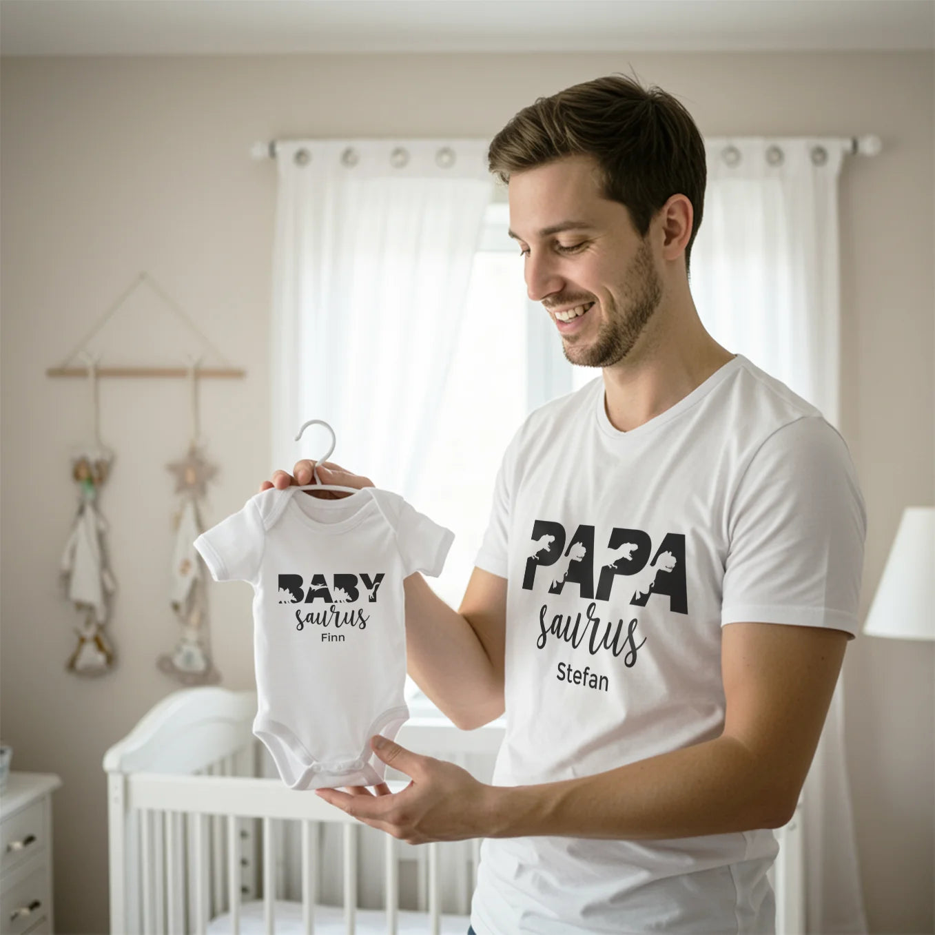 Personalisierter Partnerlook “Papa- und Baby Saurus”
