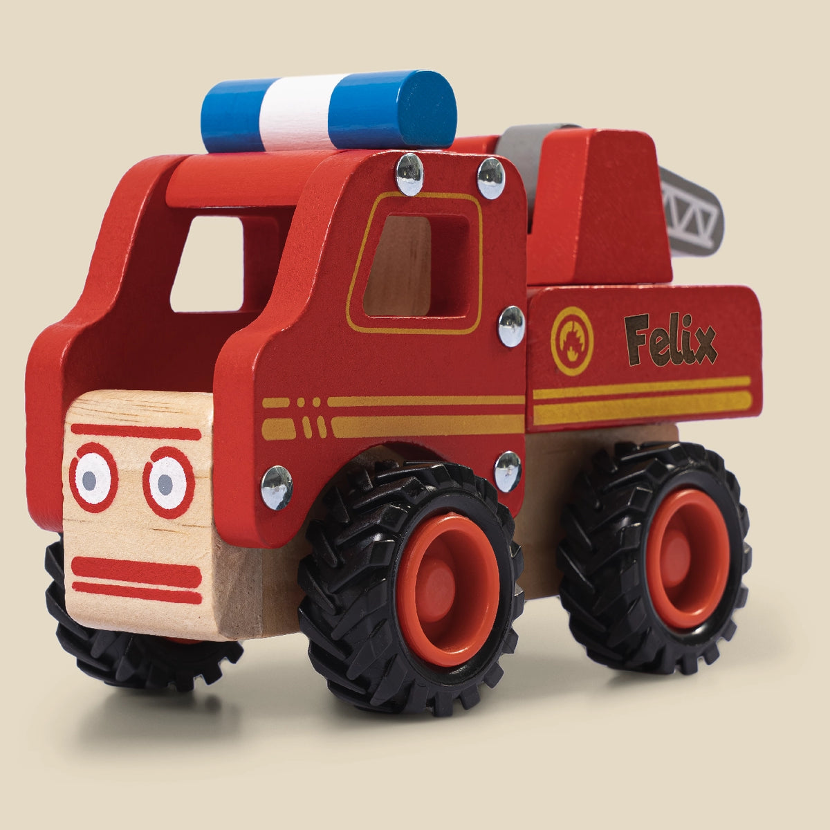 Personalisiertes Holzspielzeug Feuerwehrauto