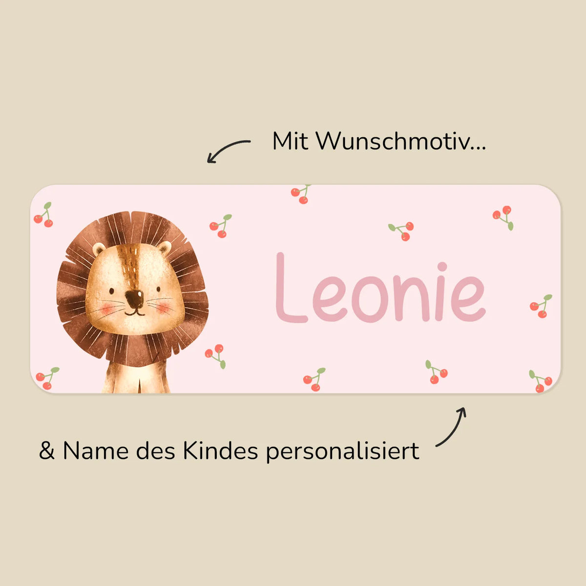 Personalisierte Namensaufkleber "Wunschmotiv" (Gratis)
