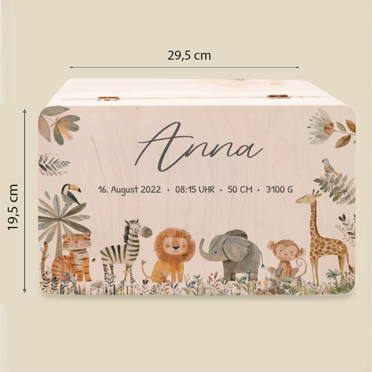 Personalisierte Erinnerungsbox "Safari Tiere"