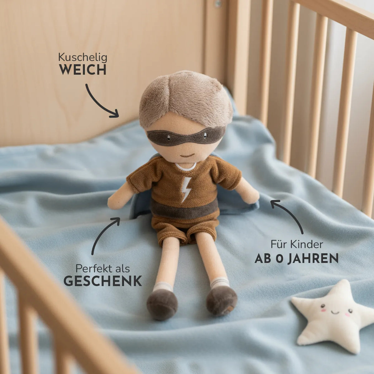 Personalisierte Kuschelpuppe Superhero "Dave"