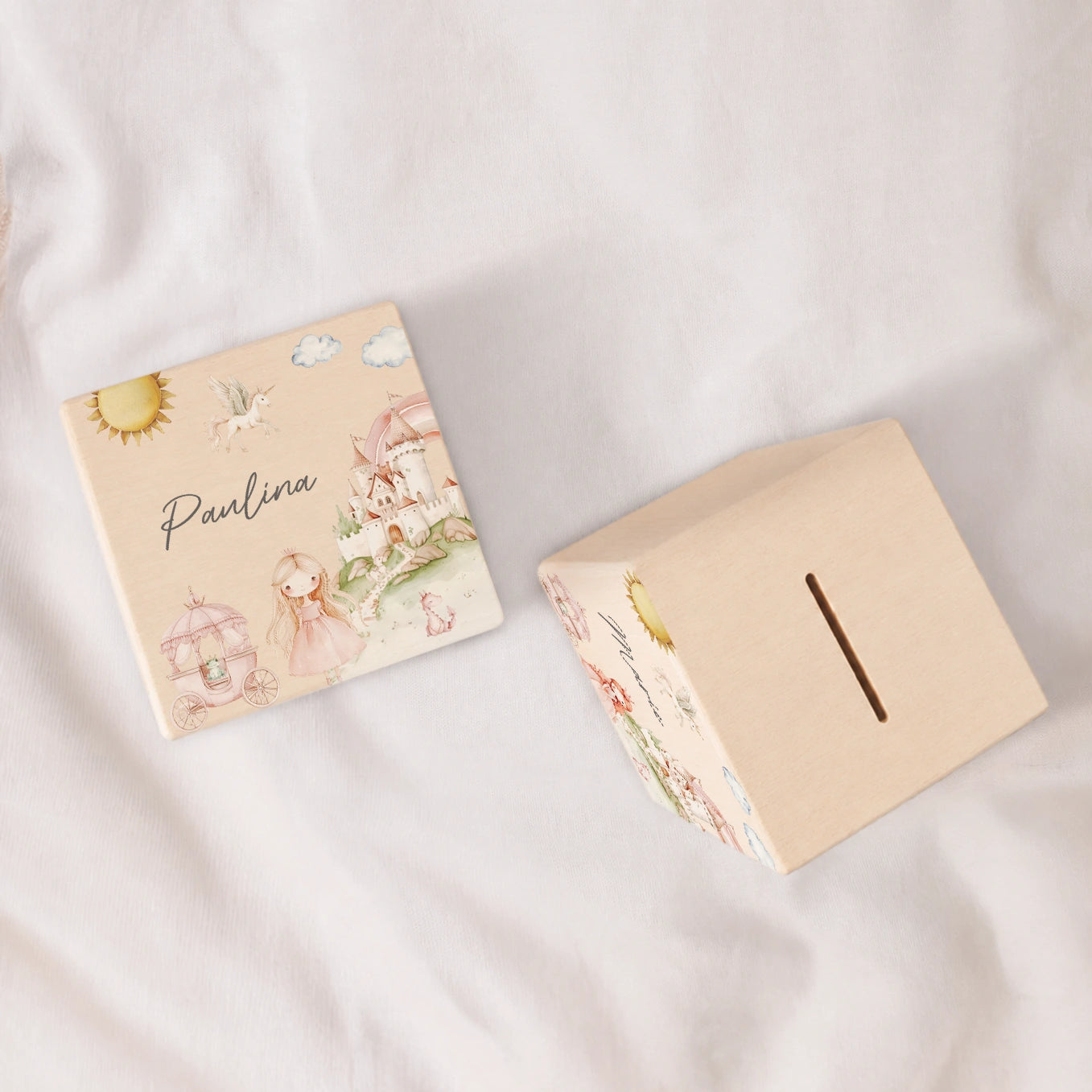 Personalisierte Holzspardose "Prinzessin"