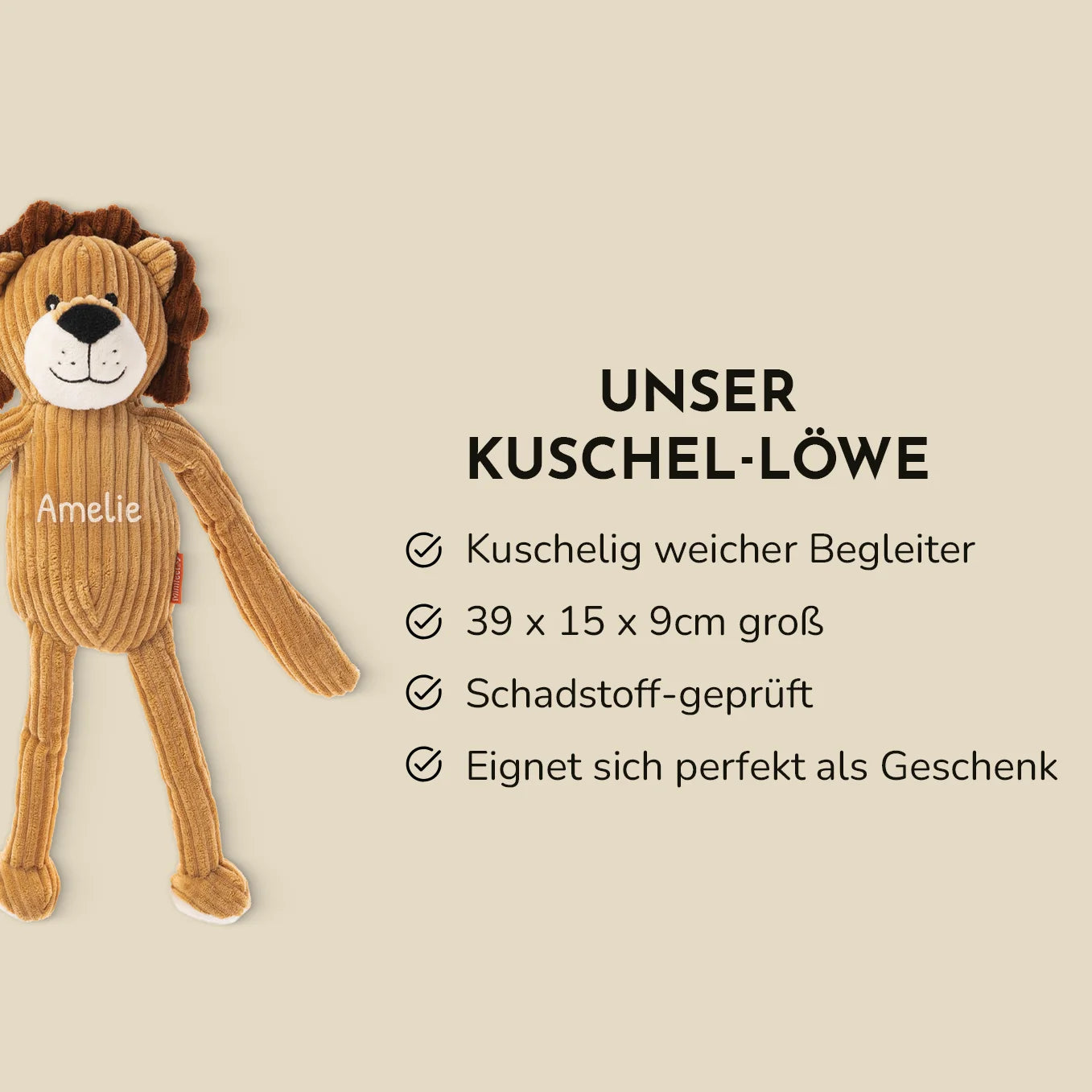 Personalisiertes Kuscheltier Löwe