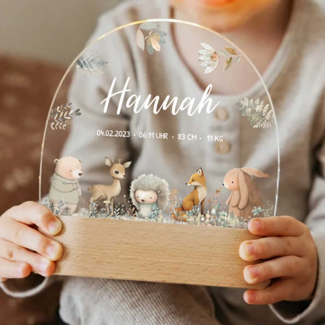 Personalisiertes Nachtlicht "Aquarell Tiere Wald"