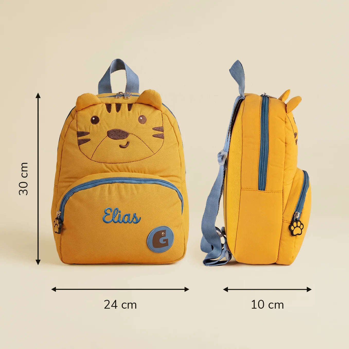 Personalisierter Kinder Rucksack "Tiger" mit Stick
