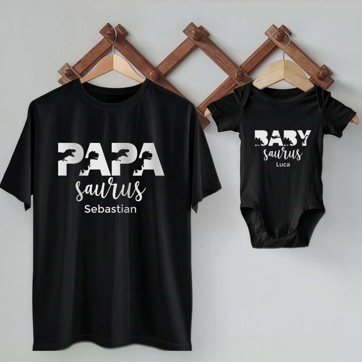 Personalisierter Partnerlook “Papa- und Baby Saurus”