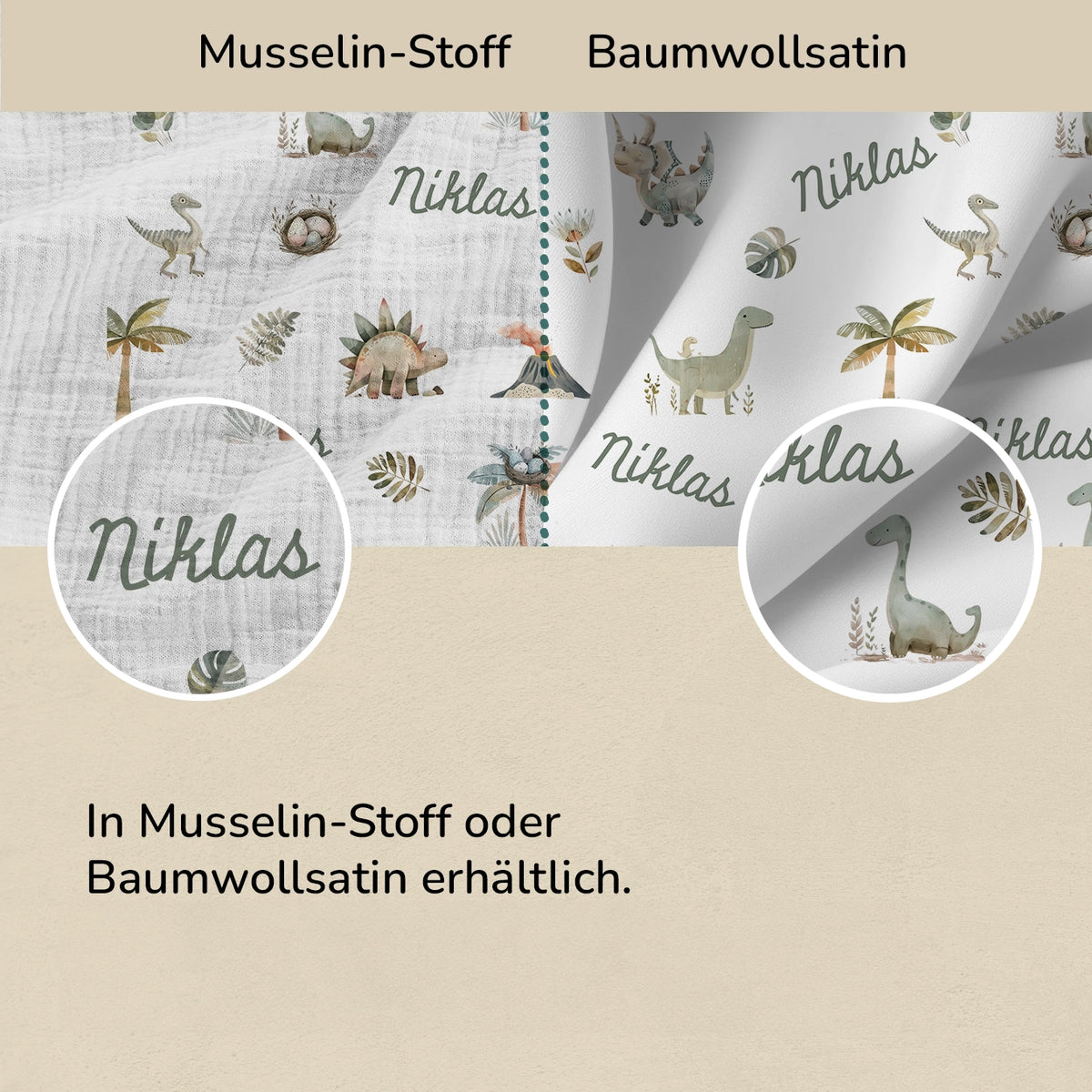 Personalisierte Kinder Bettwäsche "Dinos"