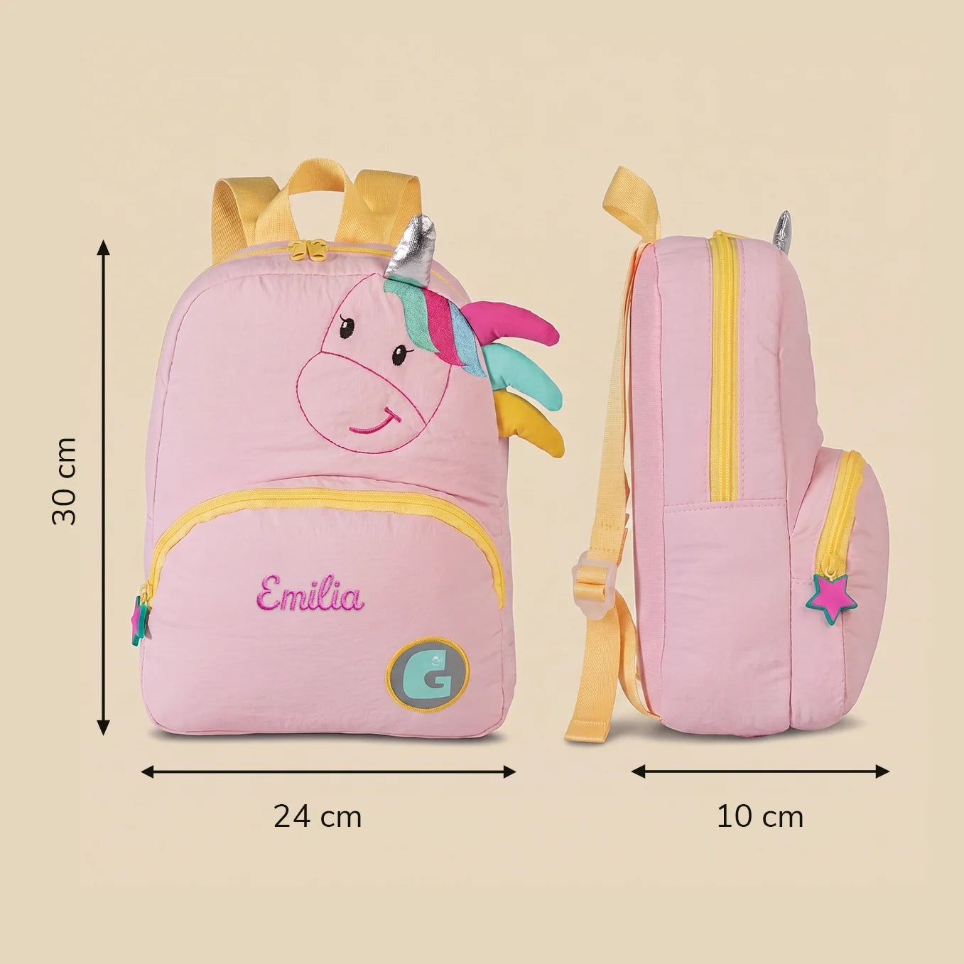 Personalisierter Kinder Rucksack mit Stick "Einhorn"