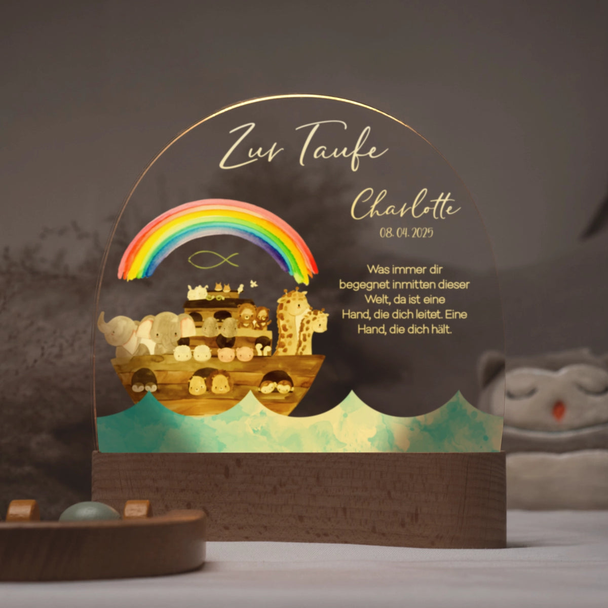 Personalisiertes Acryl-Licht Taufe "Arche"