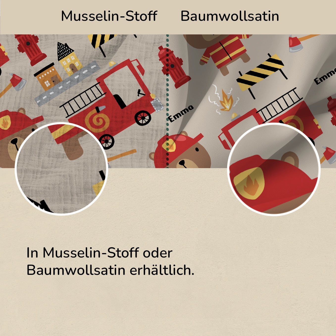 Personalisierte Kinder Bettwäsche "Feuerwehr"