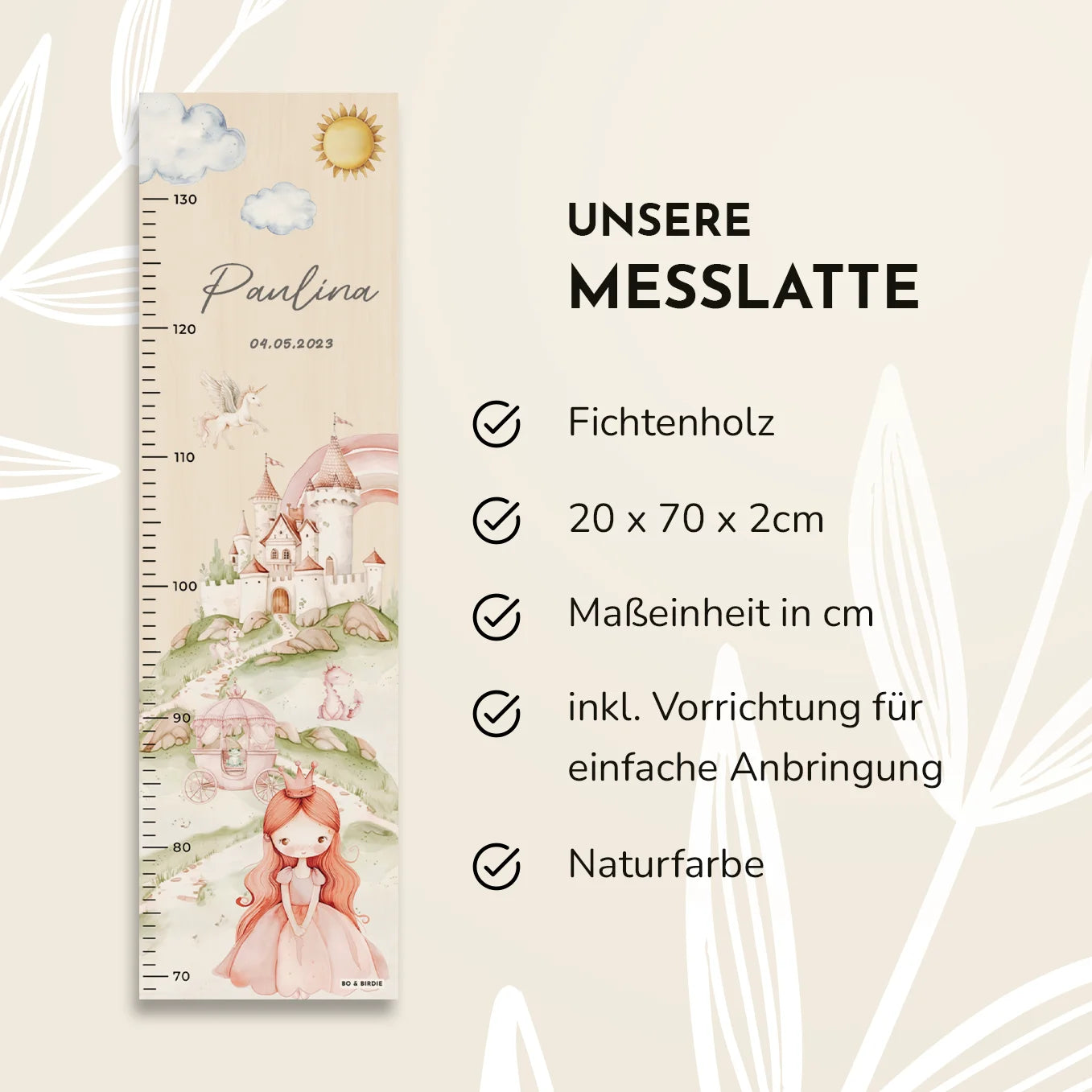 Personalisierte Messlatte "Prinzessin"