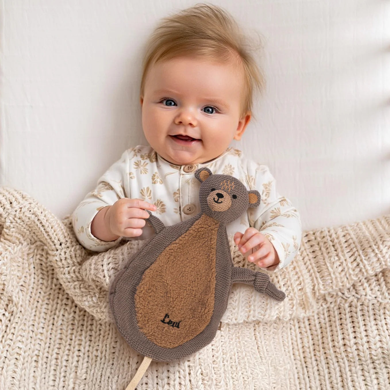 Personalisiertes Schnuffeltuch bestickt "Wunschtier"