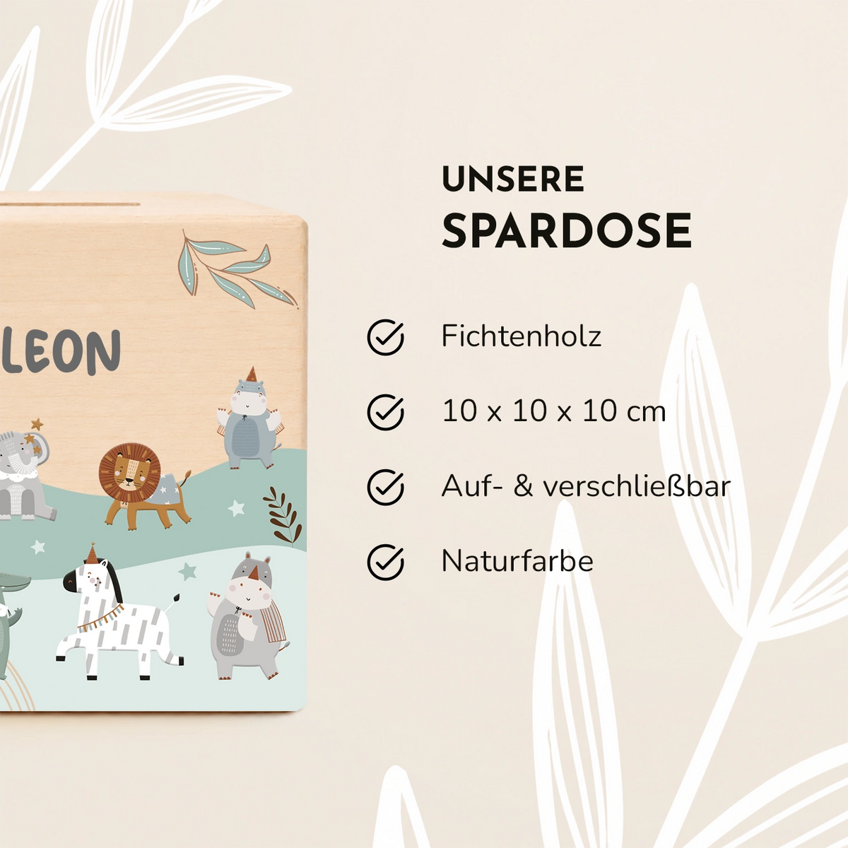 Personalisierte Holzspardose "Magie"