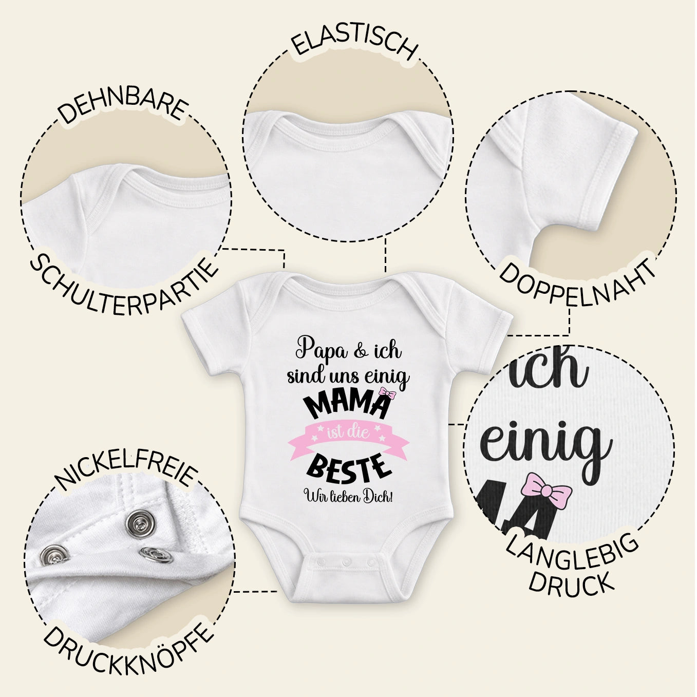 Personalisierter Babybody “Mama ist die Beste”