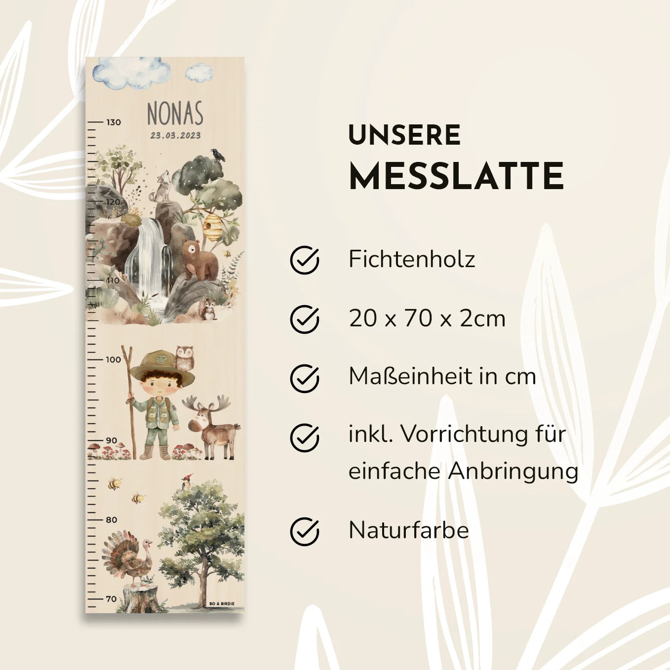 Personalisierte Messlatte "Wildnis"