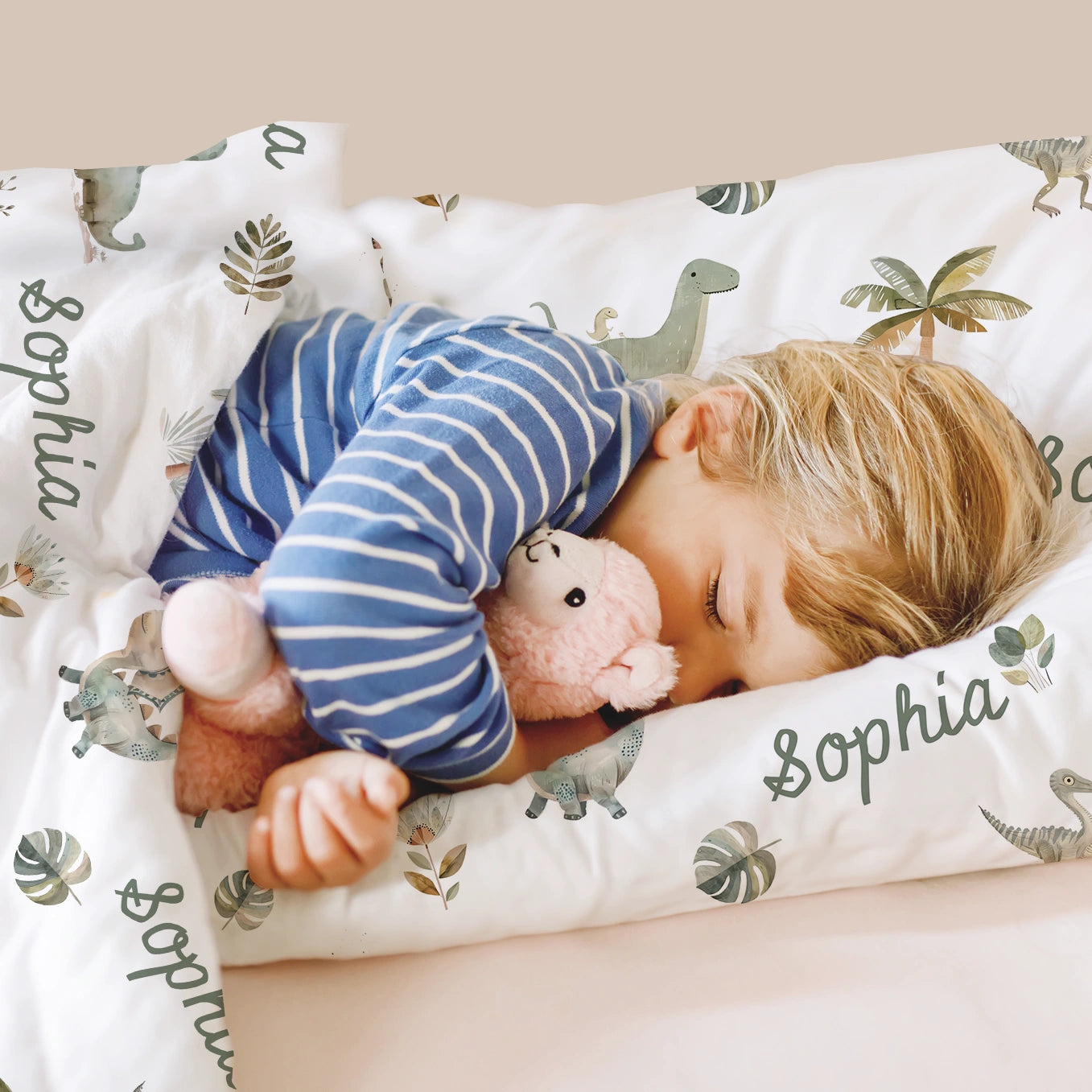 Dino Pattern Kids Bed Sheets Cotton / Muslin