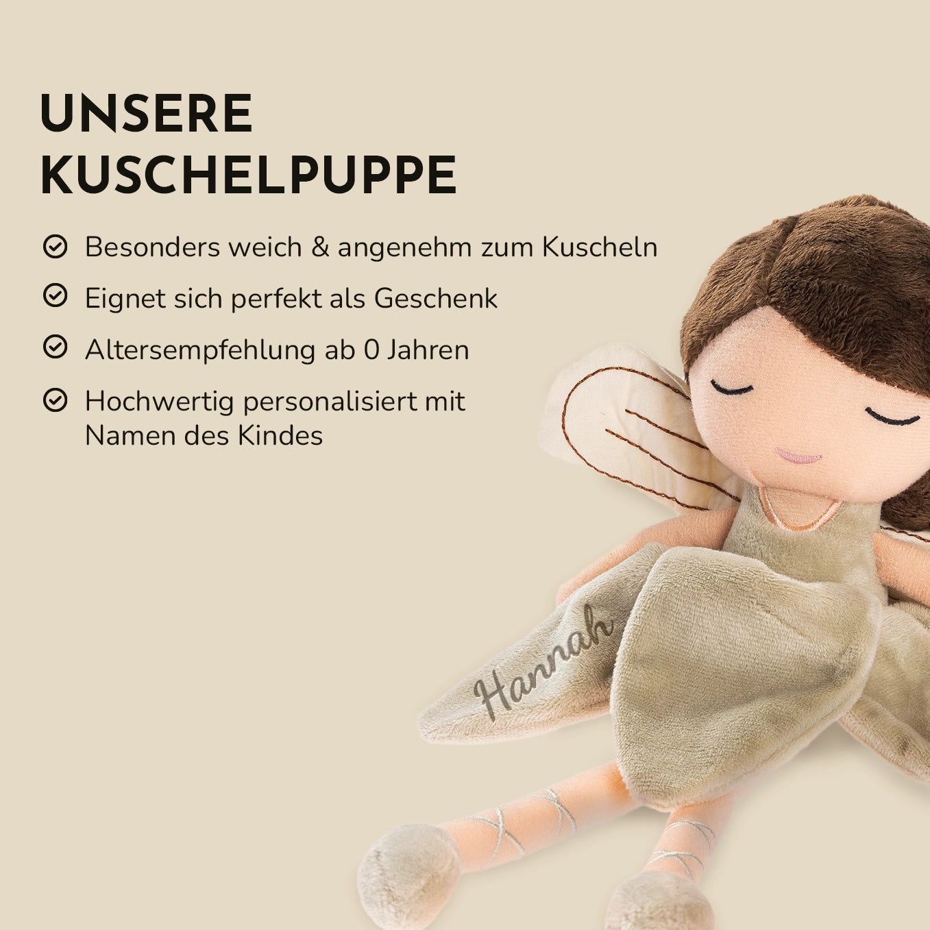 Personalisierte Kuschelpuppe "Fee"
