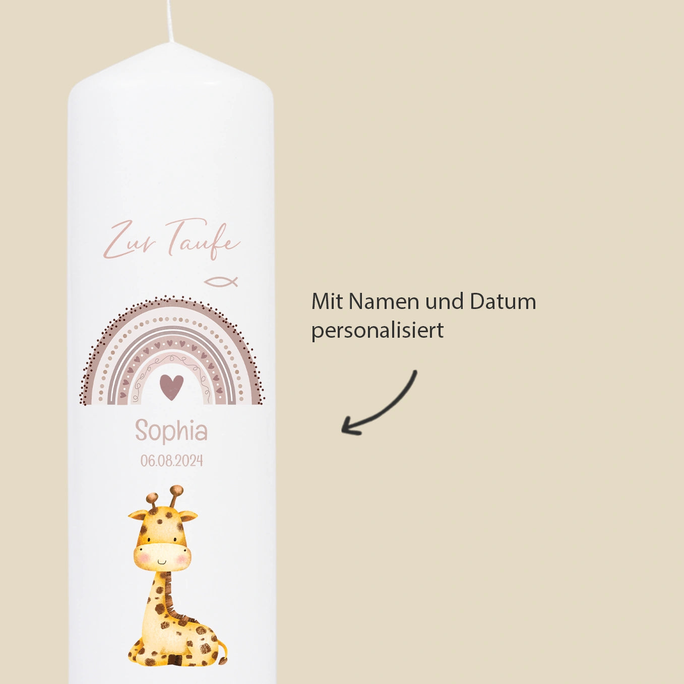 Personalisierte Taufkerze "Lieblingstier"