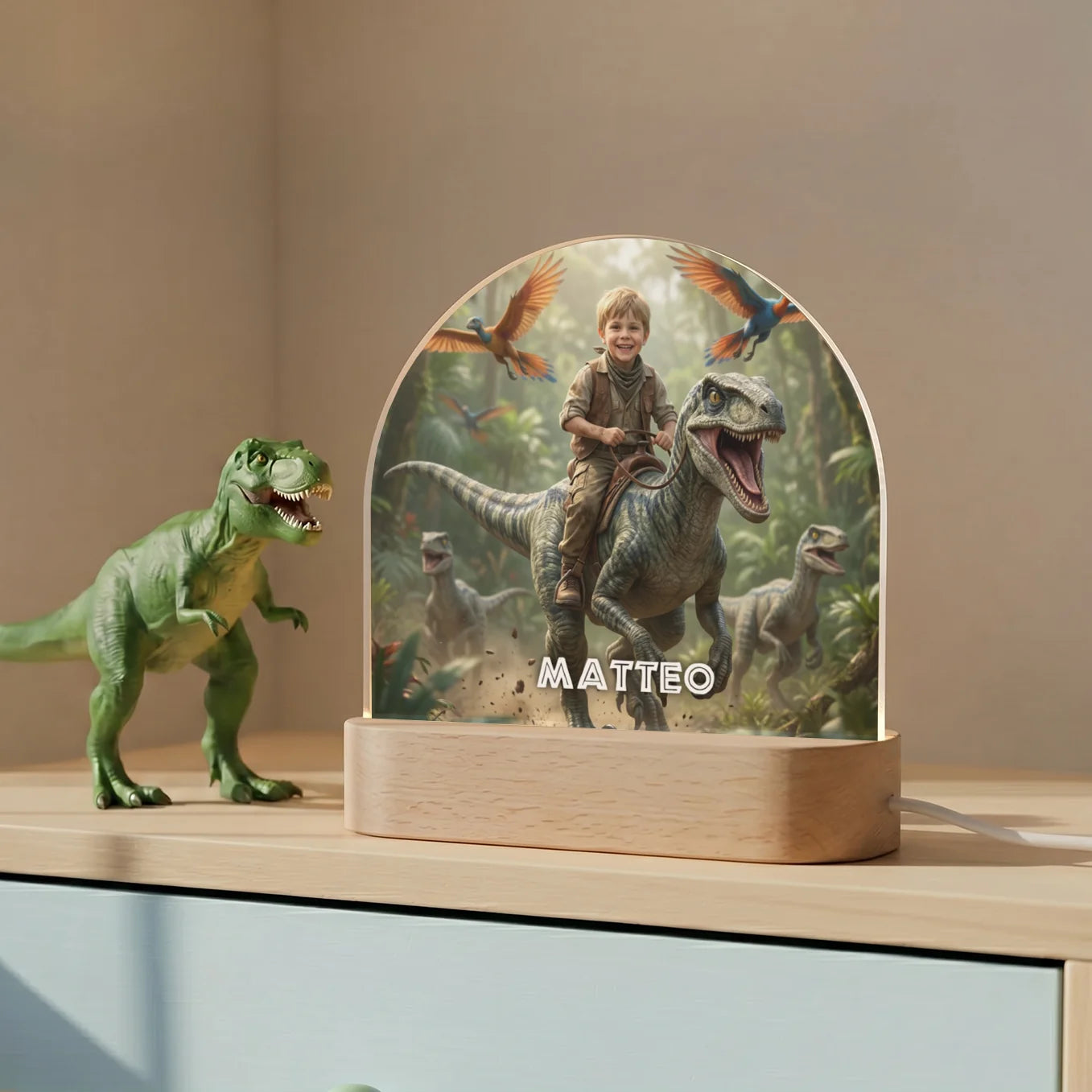 Personalisiertes Nachtlicht "Dino"
