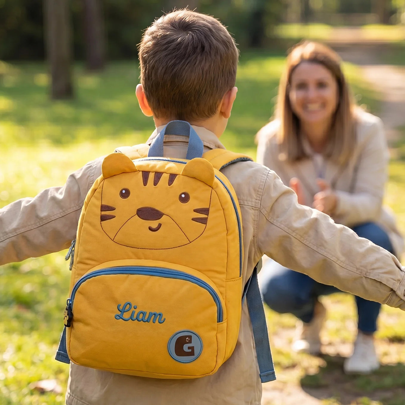 Personalisierter Kinder Rucksack "Tiger" mit Stick