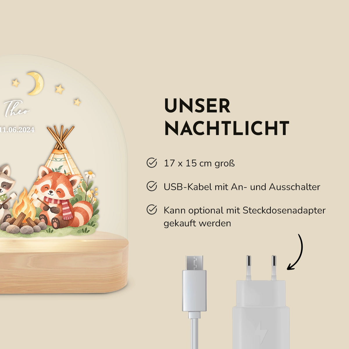 Personalisiertes Nachtlicht Lagerfeuer