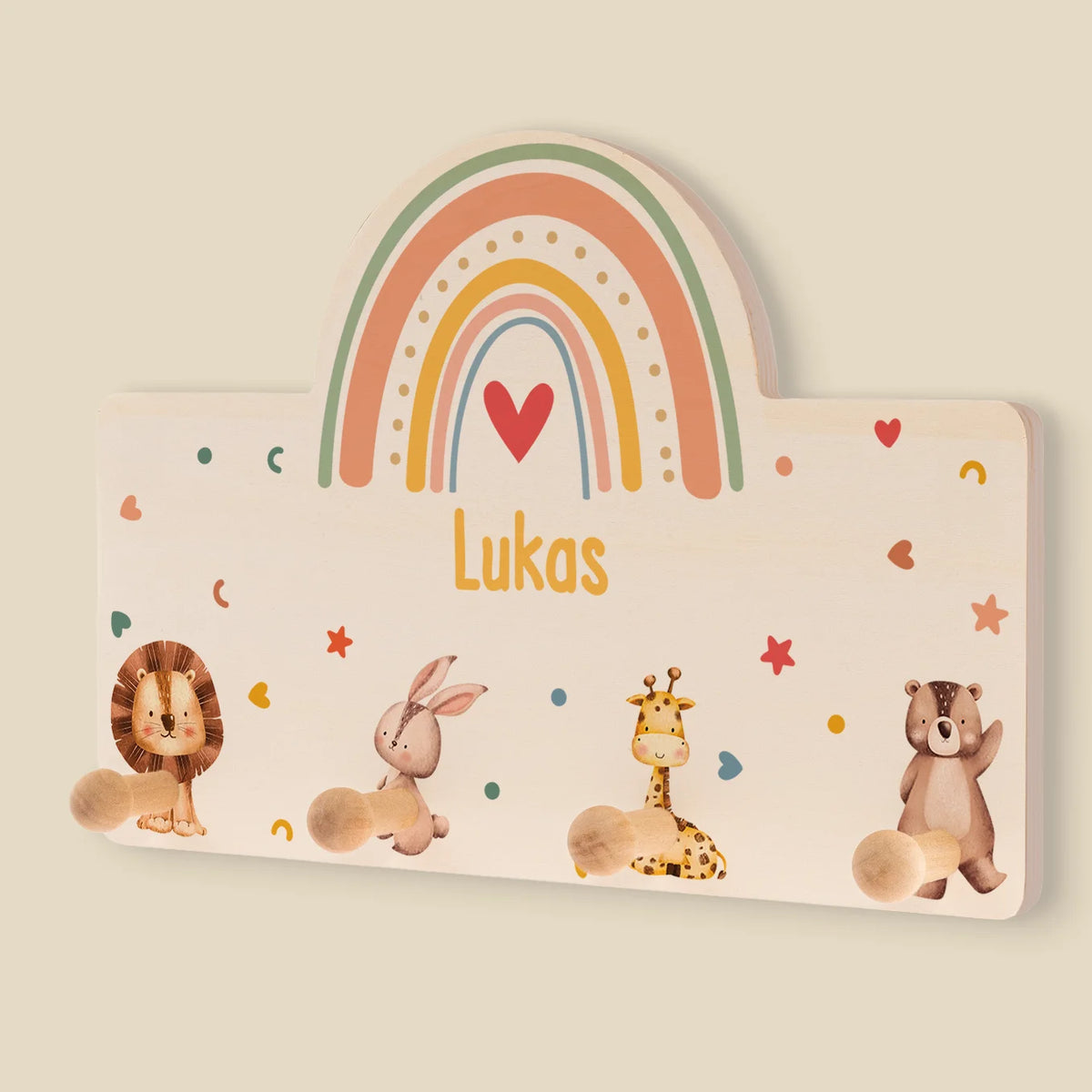 Personalisierte Kinder Garderobe "Regenbogen"