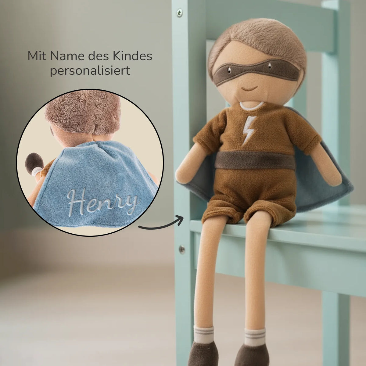 Personalisierte Kuschelpuppe Superhero "Dave"