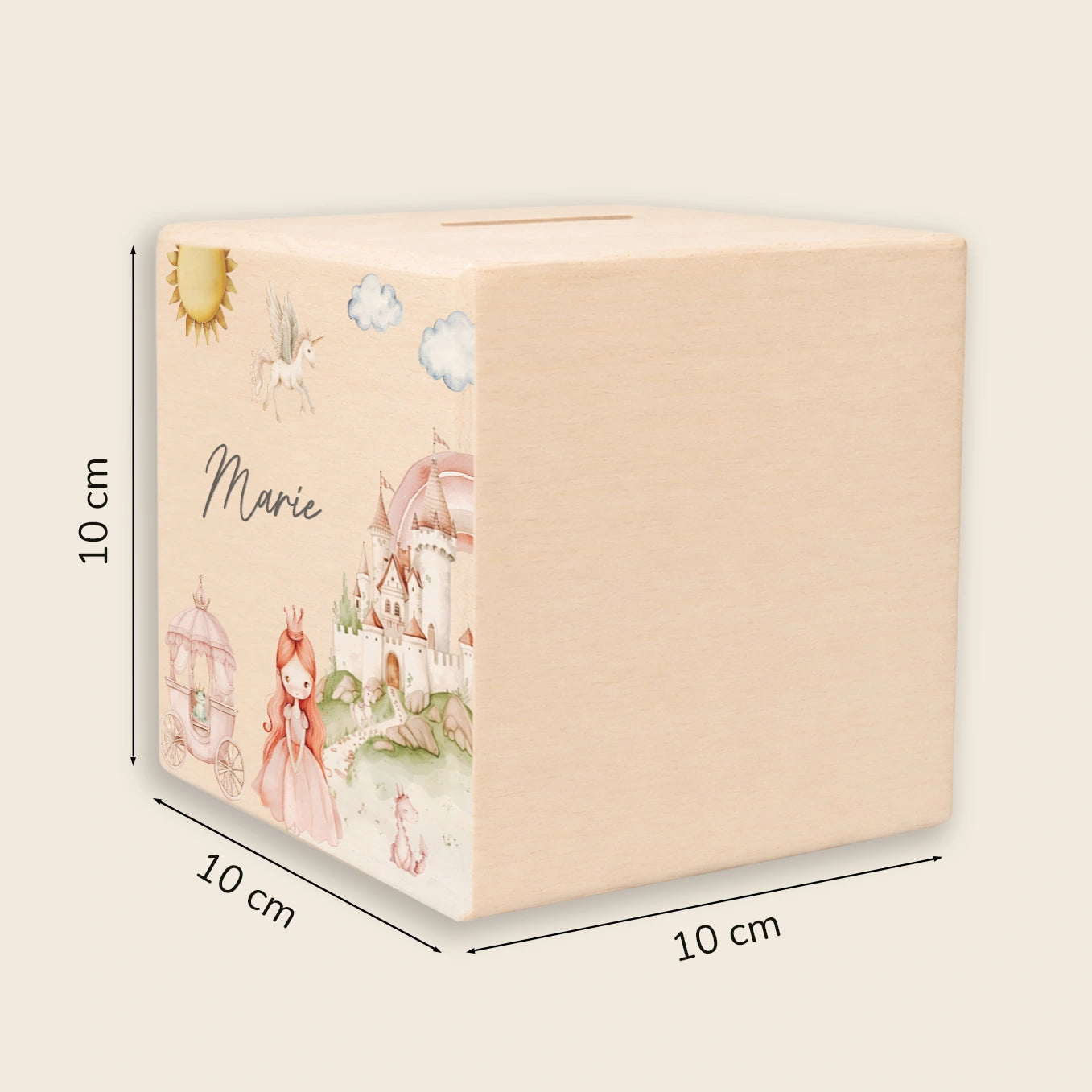 Personalisierte Holzspardose "Prinzessin"
