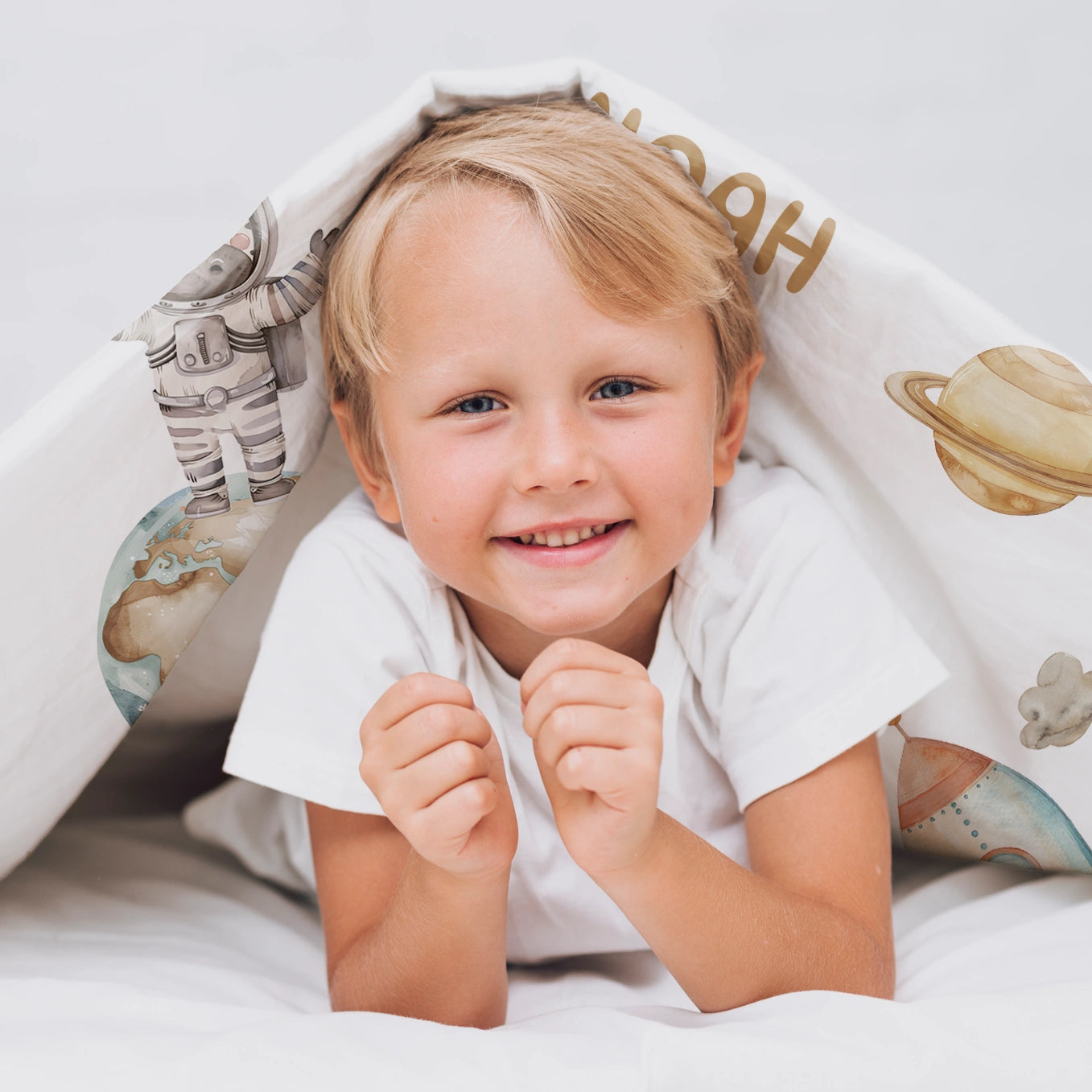 Personalisierte Kinder Bettwäsche "Weltall Safari"
