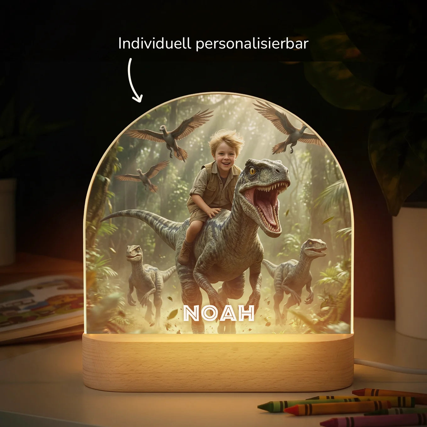 Personalisiertes Nachtlicht "Dino"