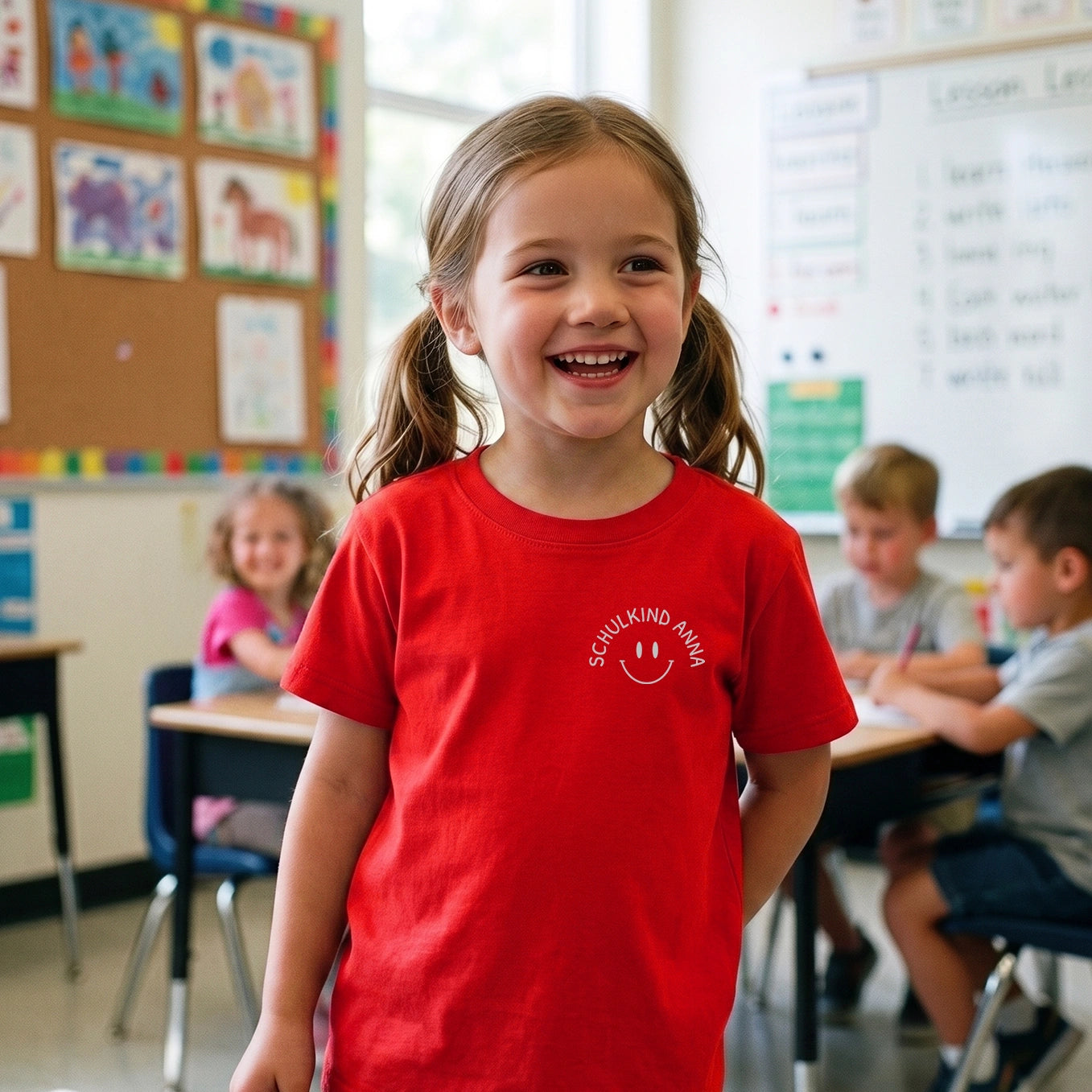 Personalisiertes T-Shirt Schulkind "Smiley"