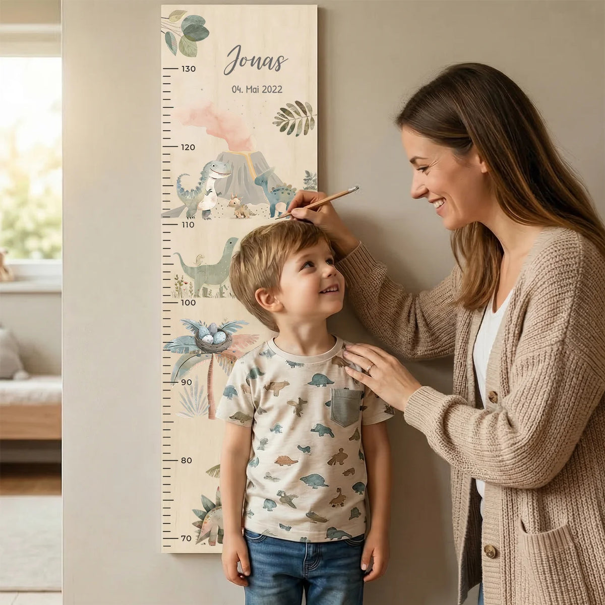 Personalisierte Messlatte "Boho Dinosaurier"