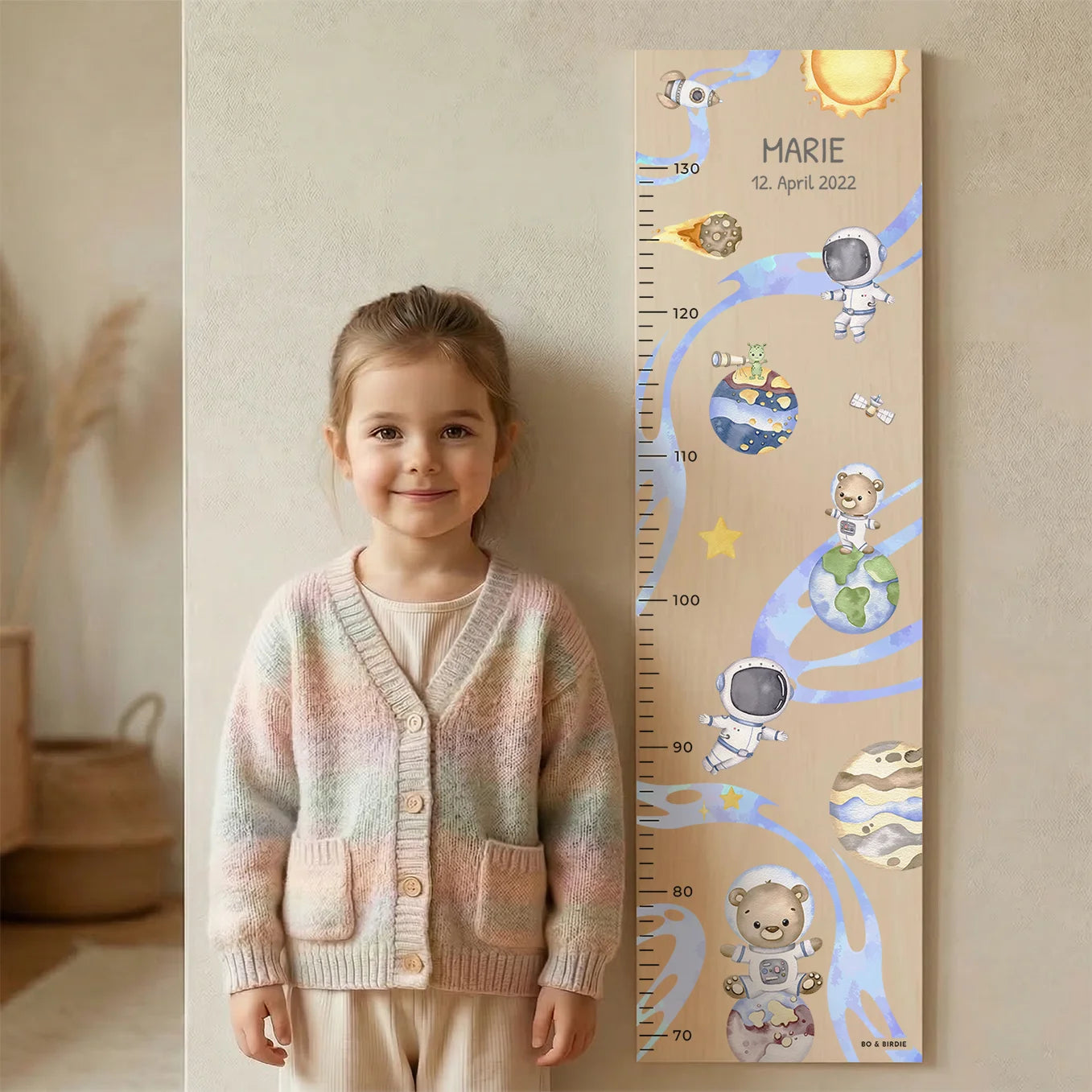 Personalisierte Messlatte "Weltall Astronauten"