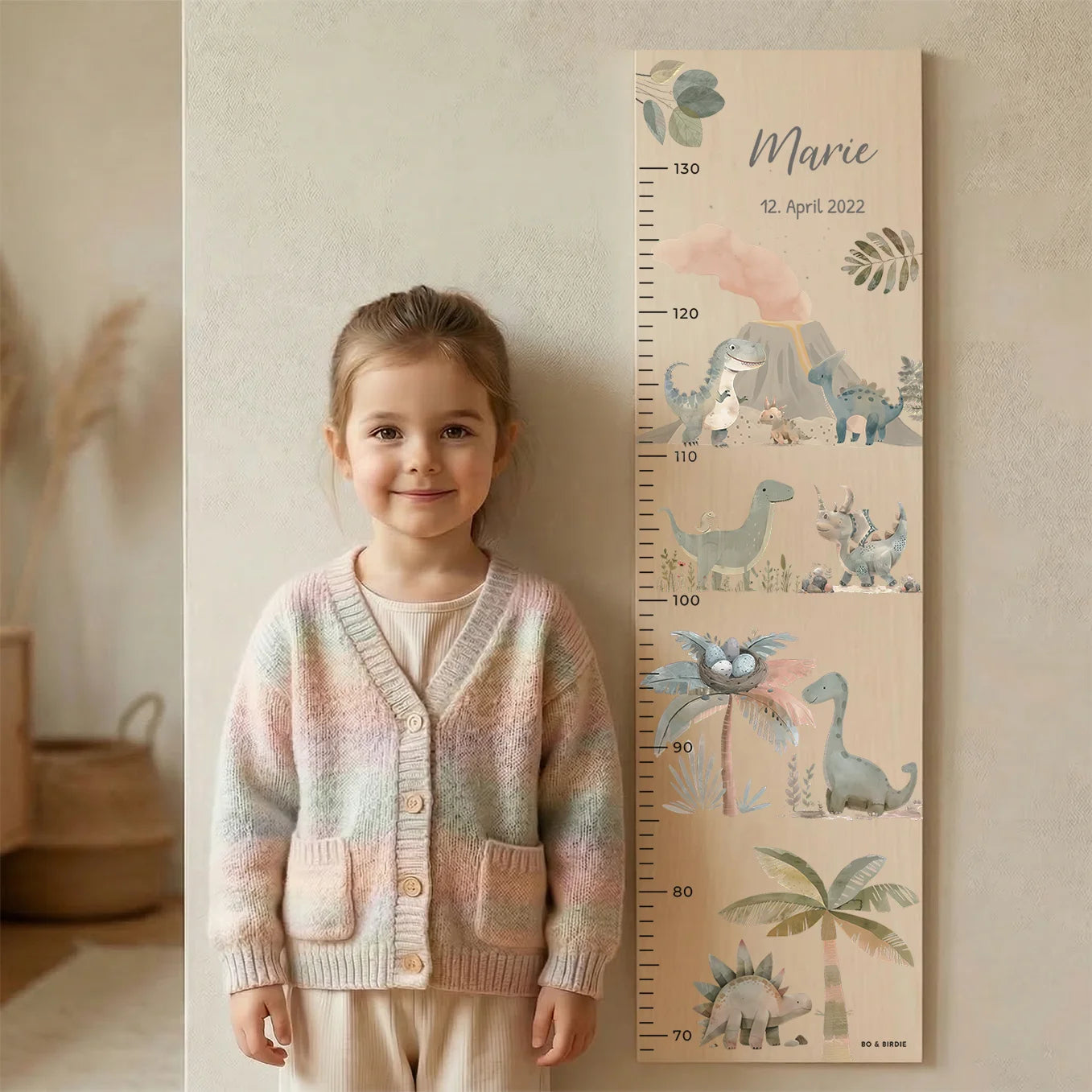 Personalisierte Messlatte "Boho Dinosaurier"