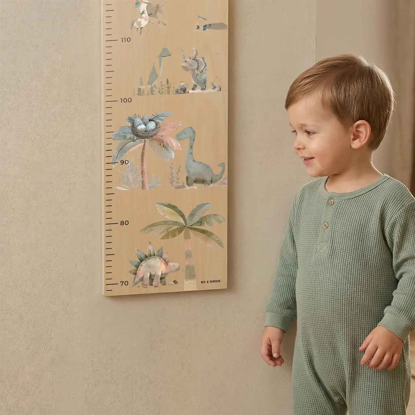 Personalisierte Messlatte "Boho Dinosaurier"