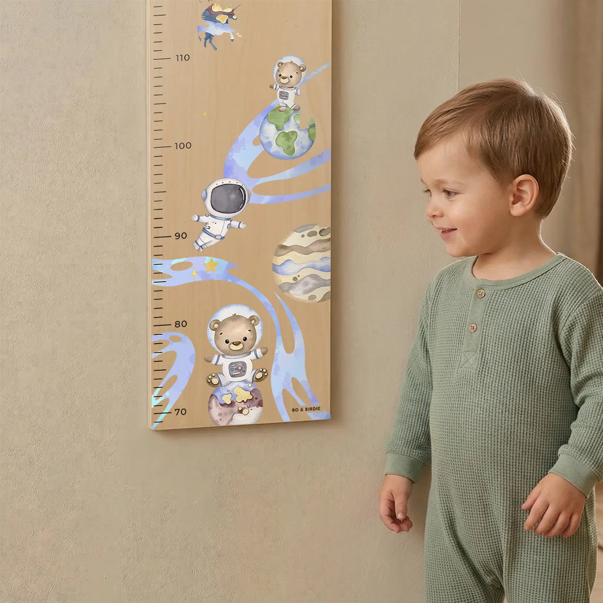 Personalisierte Messlatte "Weltall Astronauten"