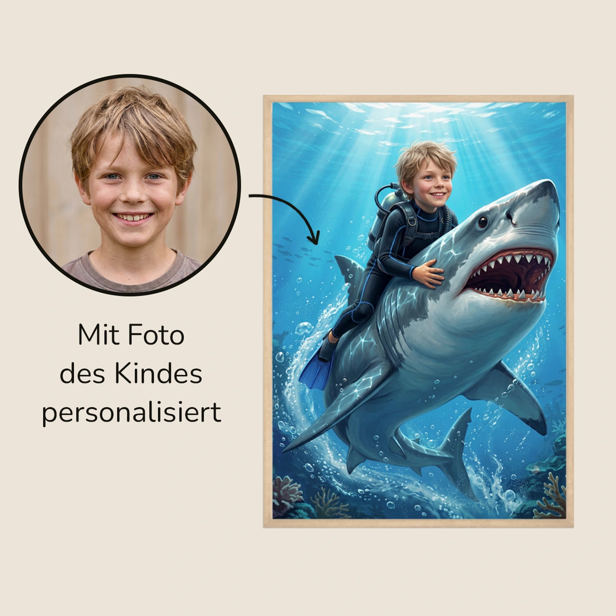 Personalisiertes Kinderposter "Hai"