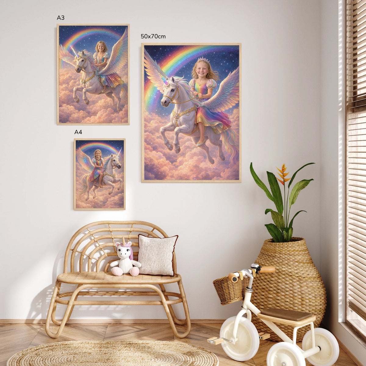 Personalisiertes Kinderposter "Fliegendes Einhorn Prinzessin"