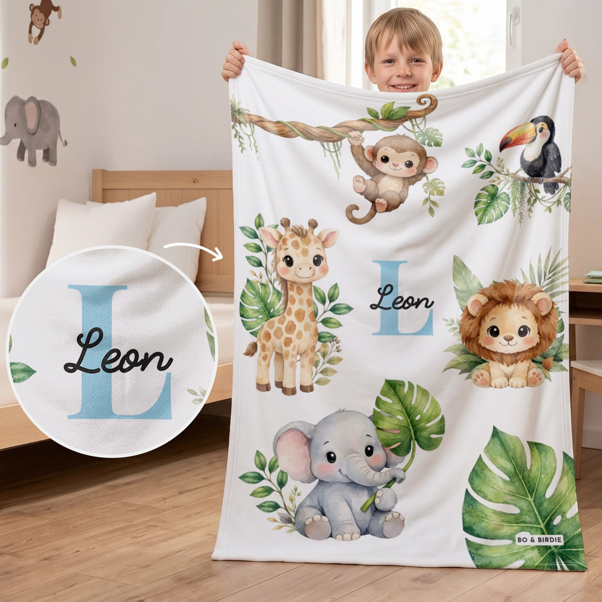 Personalisierte Decke "Safari Tiere"