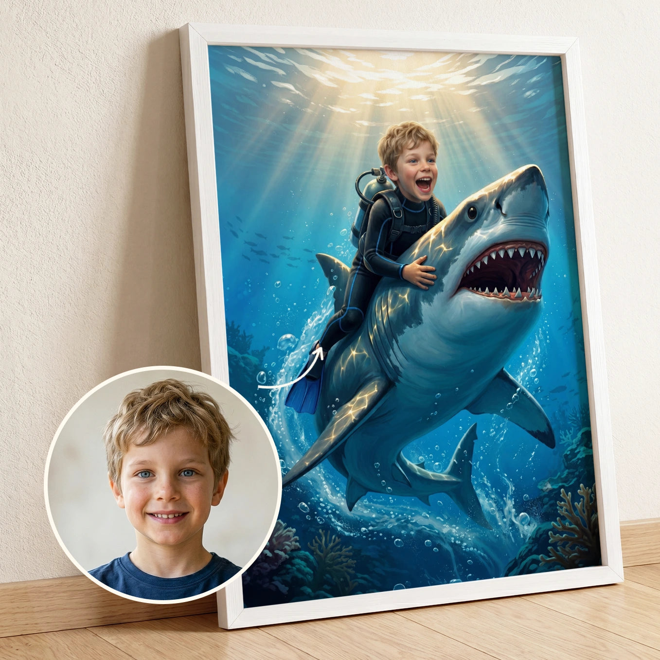 Personalisiertes Kinderposter "Hai"