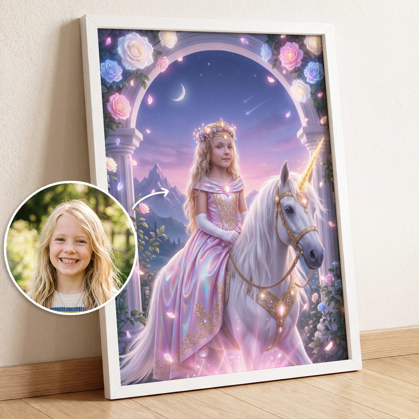 Personalisiertes Kinderposter "Einhorn Prinzessin"