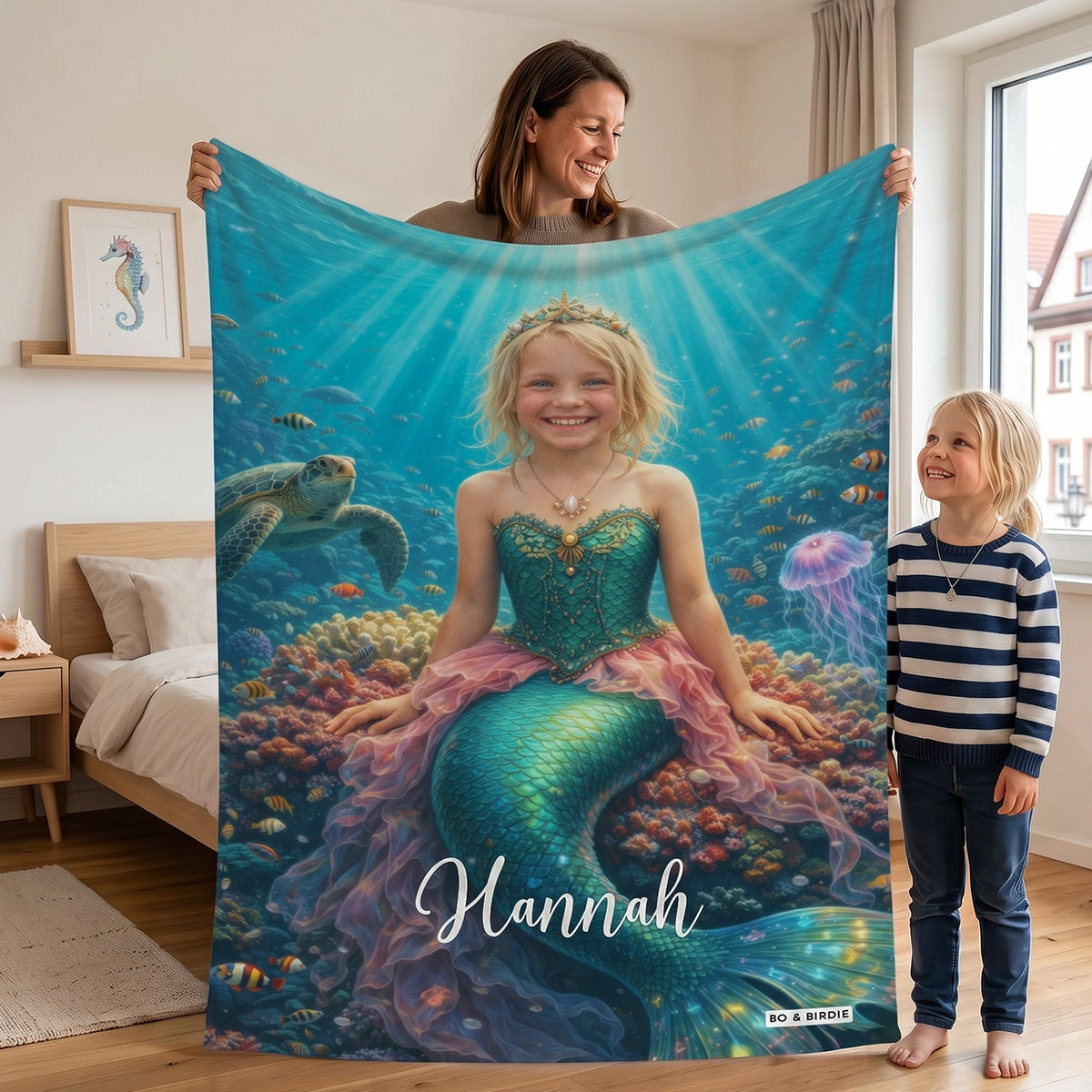Personalisierte Decke "Meerjungfrau"