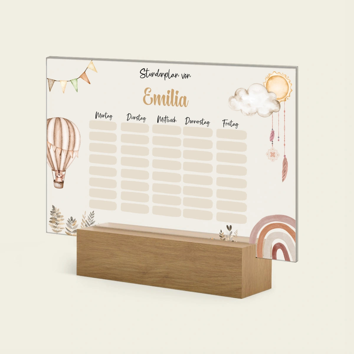Personalisierter Boho Stundenplan