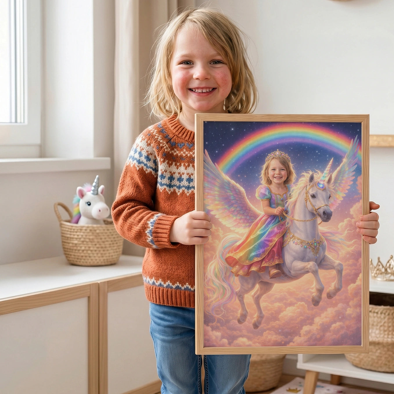 Personalisiertes Kinderposter "Fliegendes Einhorn Prinzessin"