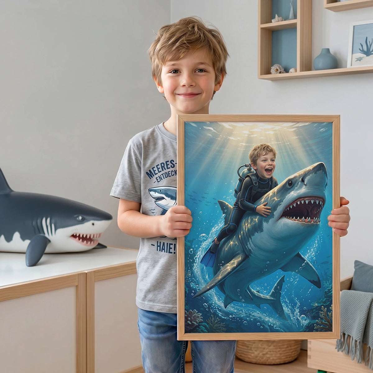 Personalisiertes Kinderposter "Hai"