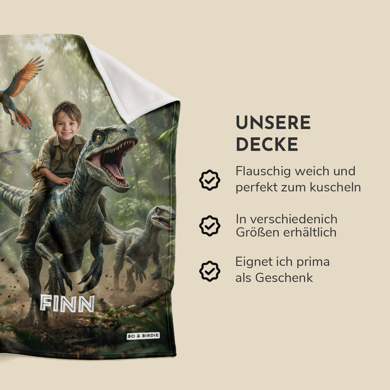 Personalisierte Decke "Dino"