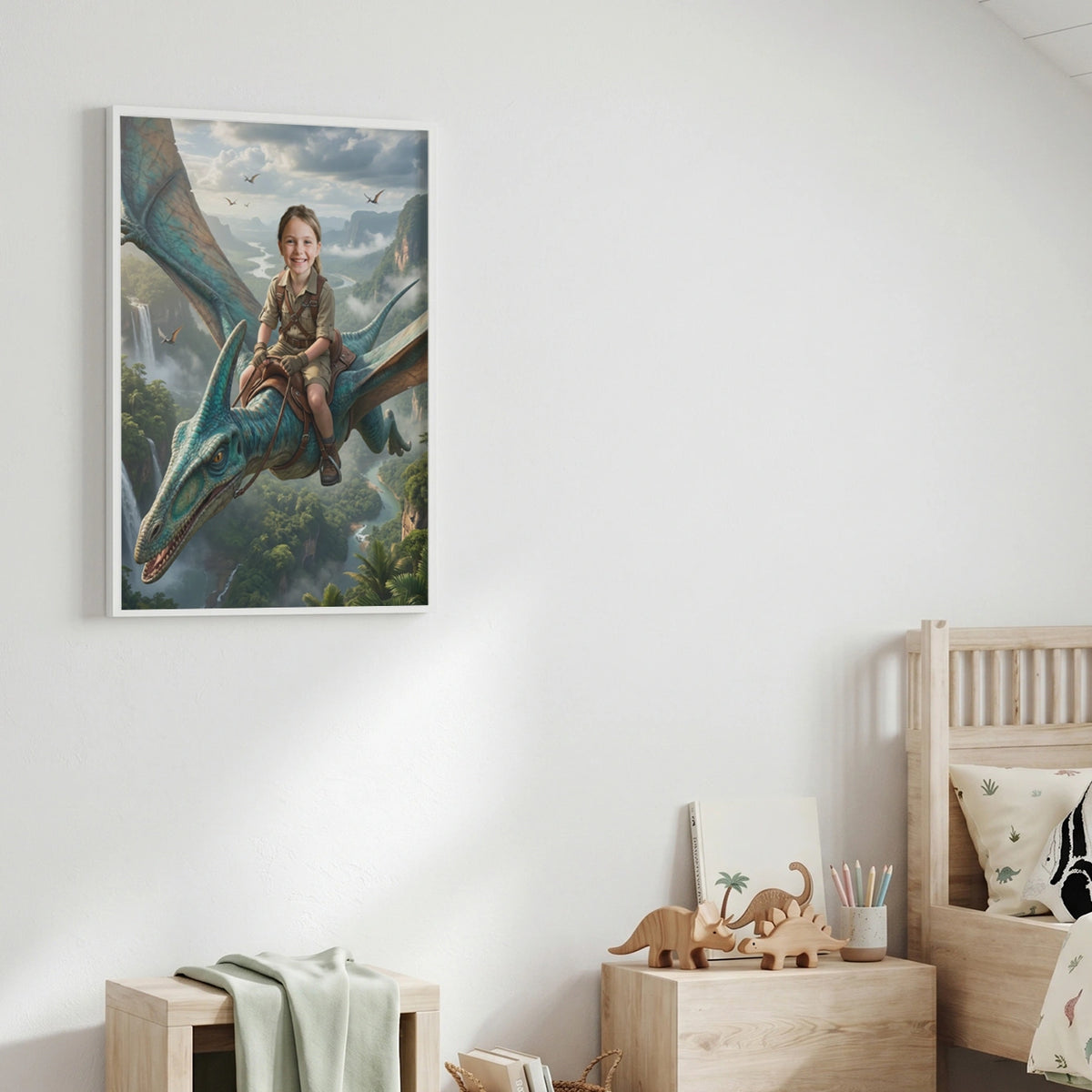 Personalisiertes Kinderposter "Fliegender Dino"