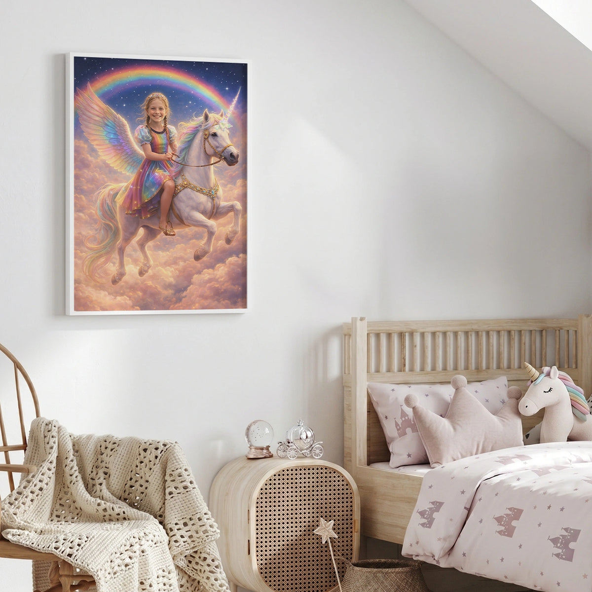 Personalisiertes Kinderposter "Fliegendes Einhorn Prinzessin"